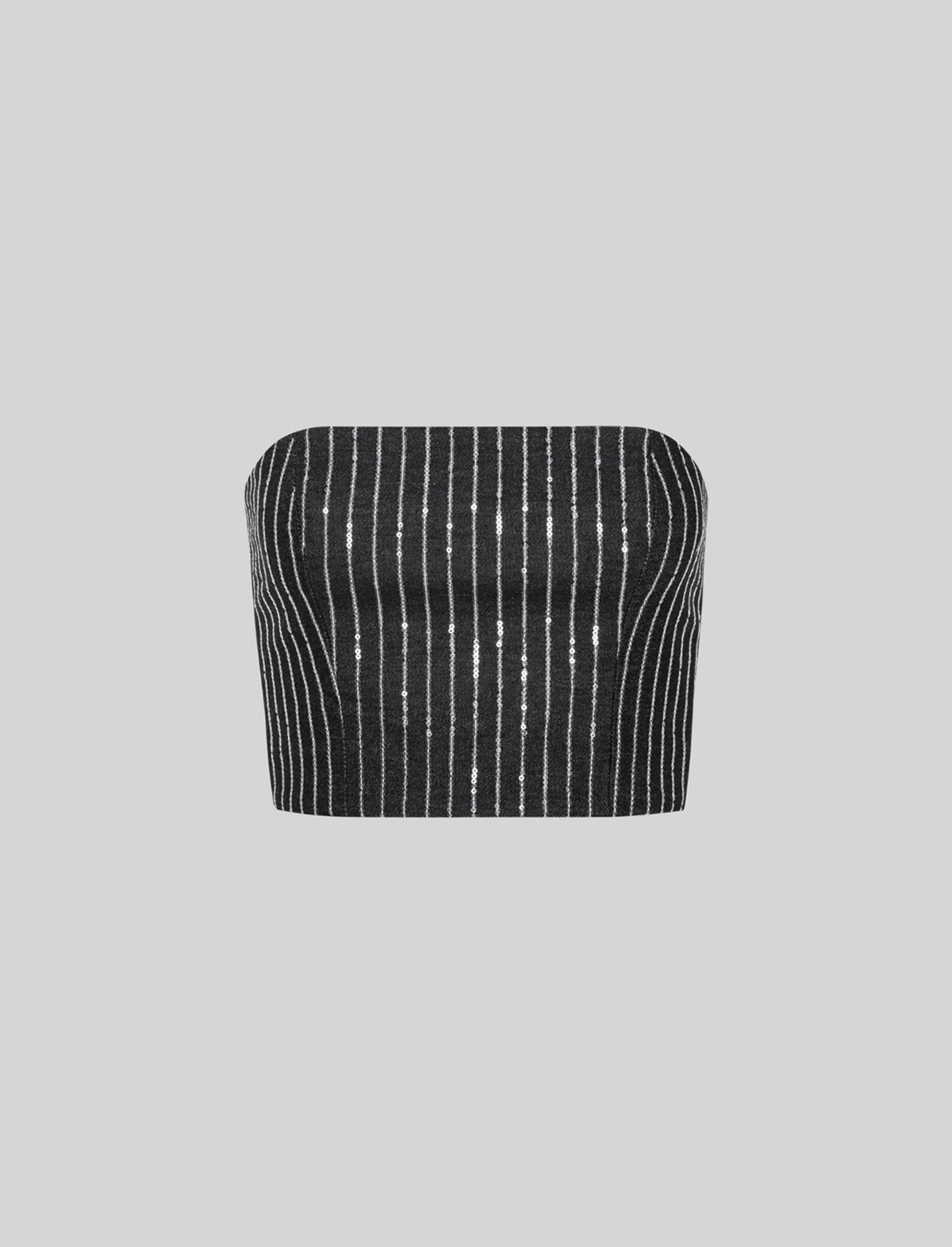 ROTATE BIRGER CHRISTENSEN Sequin Twill Crop Top In Black
