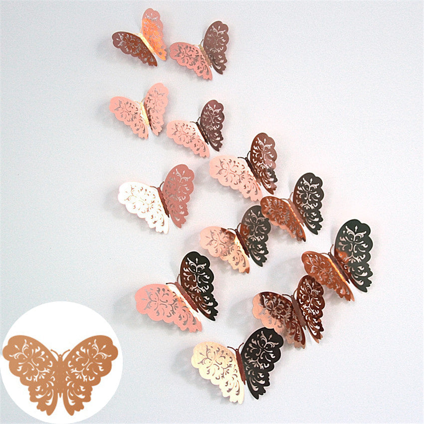 3D Hollow Butterflies Mirror Wall Stickers for Kids Rooms Bedroom