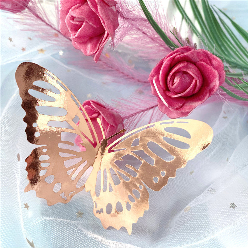 3D Hollow Butterflies Mirror Wall Stickers for Kids Rooms Bedroom
