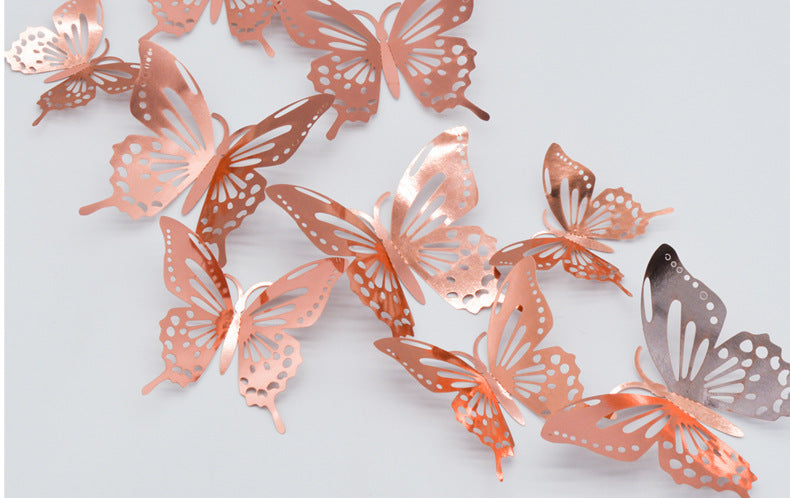 3D Hollow Butterflies Mirror Wall Stickers for Kids Rooms Bedroom