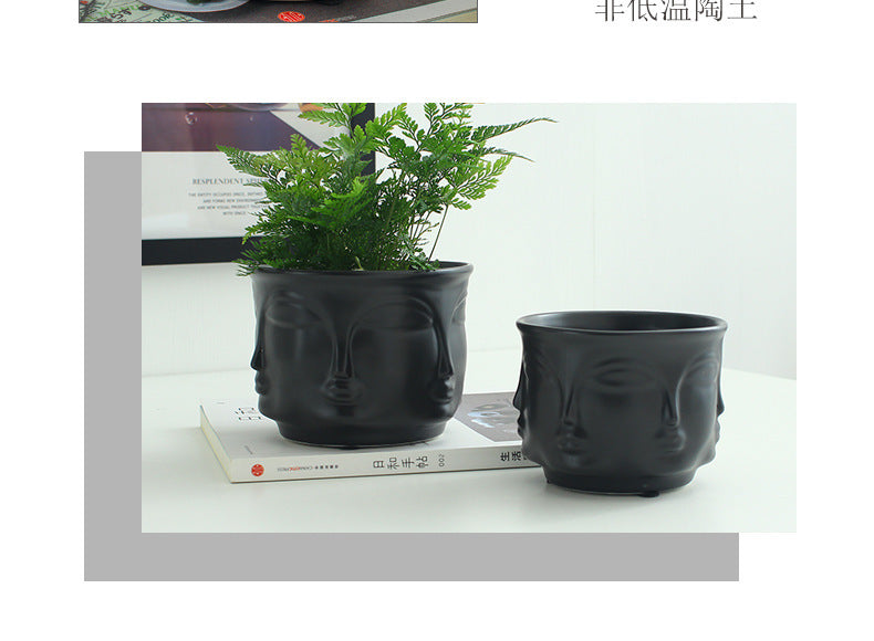 Electroplating Decoration Ceramic Electroplating Vase Ceramic Flower Pot Art Face Vase