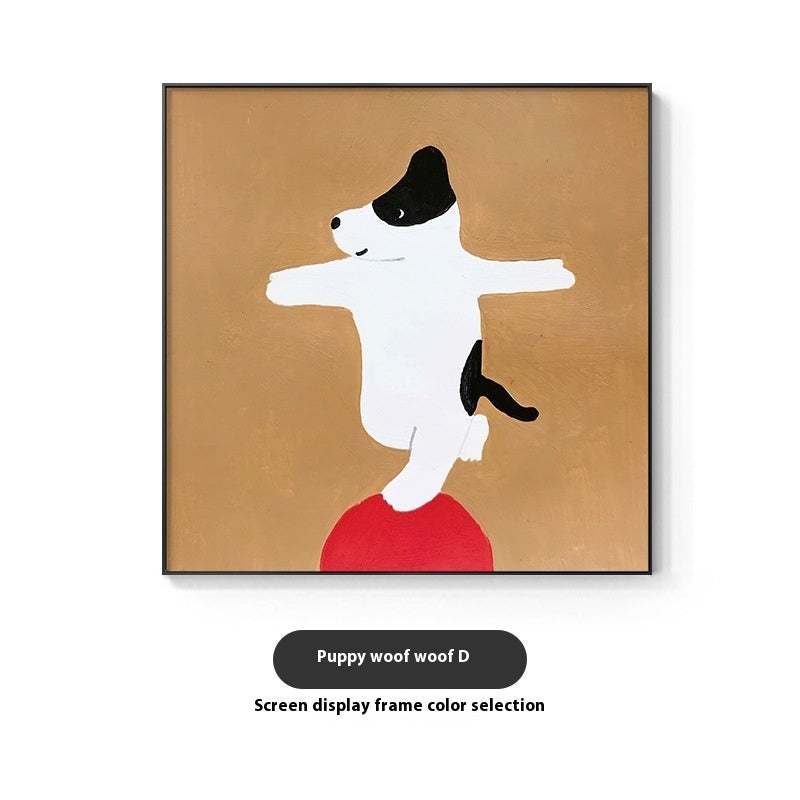 Cartoon Dog Red Square Restaurant Mural