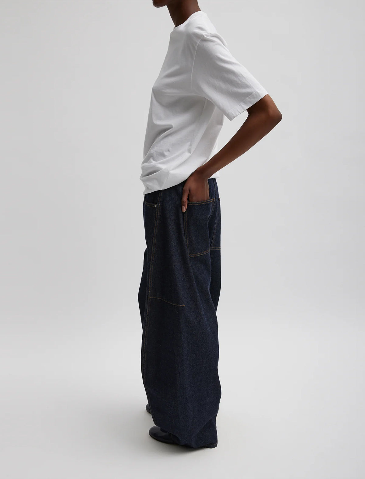 TIBI Mock Neck Unisex T-Shirt In White
