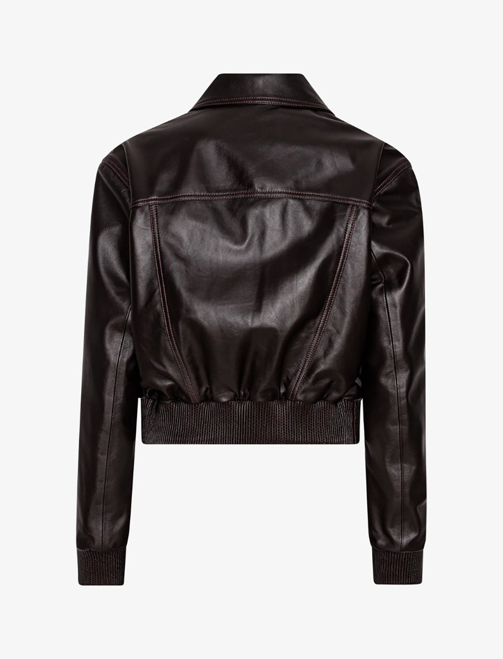 REMAIN Small Leather Jacket in Chocolate Plum