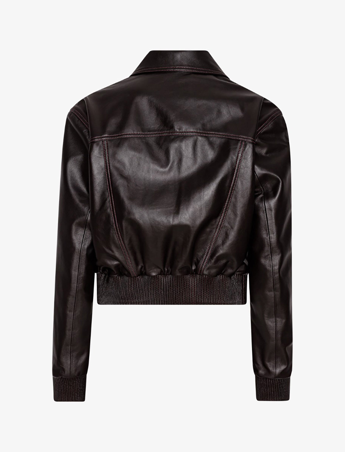 REMAIN Small Leather Jacket in Chocolate Plum