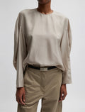 TIBI Silk Habutai Circular Top In light Stone