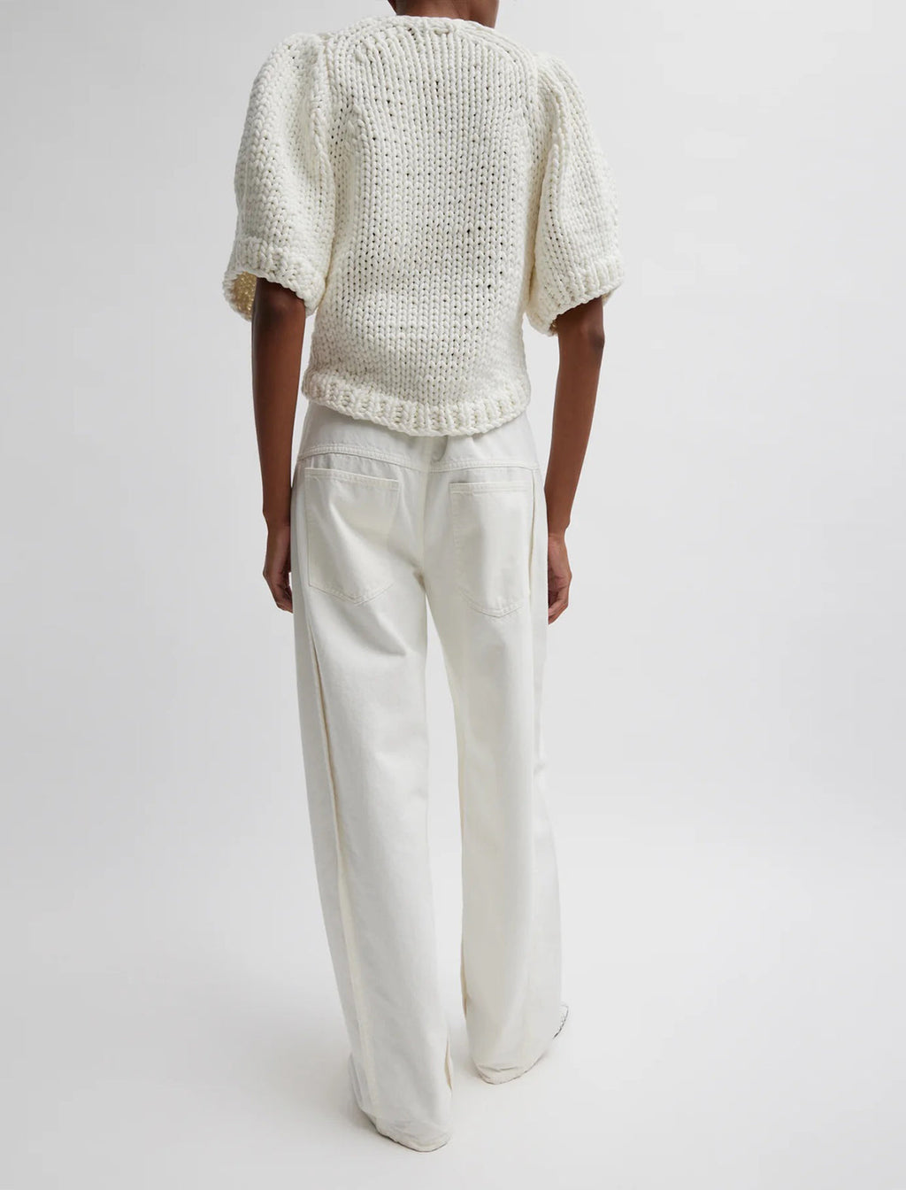 TIBI Deluxe Tube Yarn Sweater Mini Puff Pullover In White