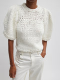 TIBI Deluxe Tube Yarn Sweater Mini Puff Pullover In White