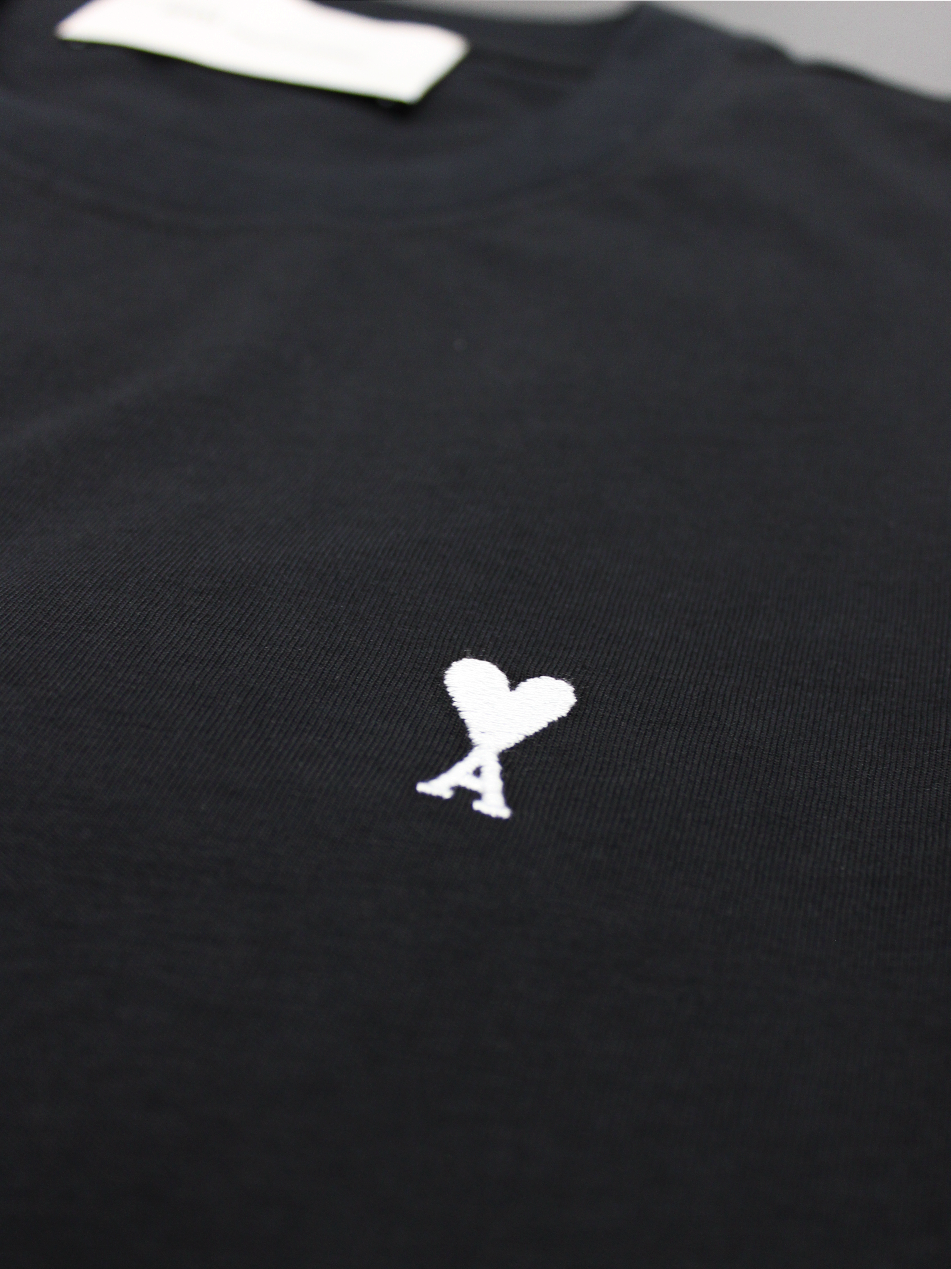 Ami Paris Ami de Couer White Logo T-Shirt in Black