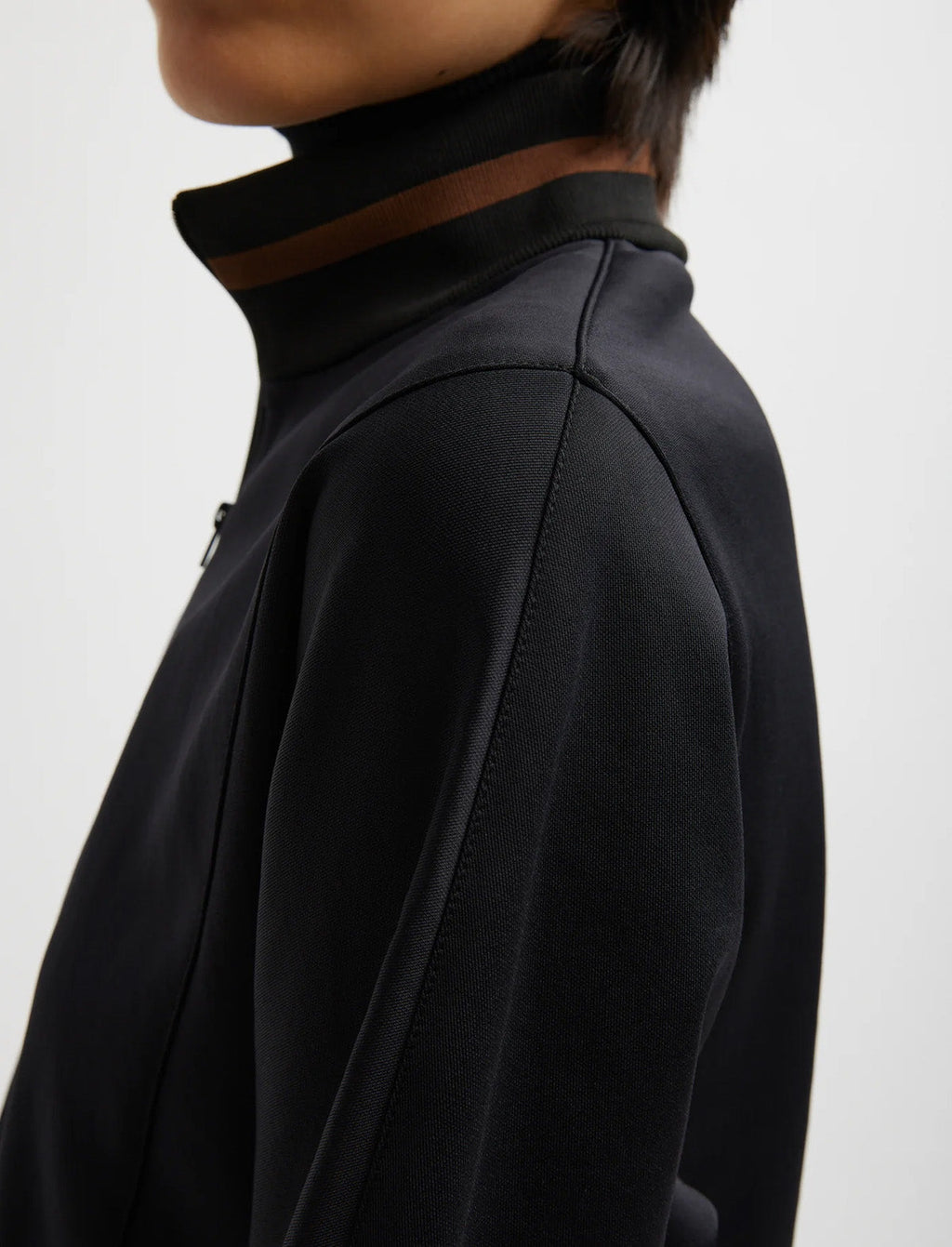 TIBI Active Knit Cropped Sweatshirt in Black