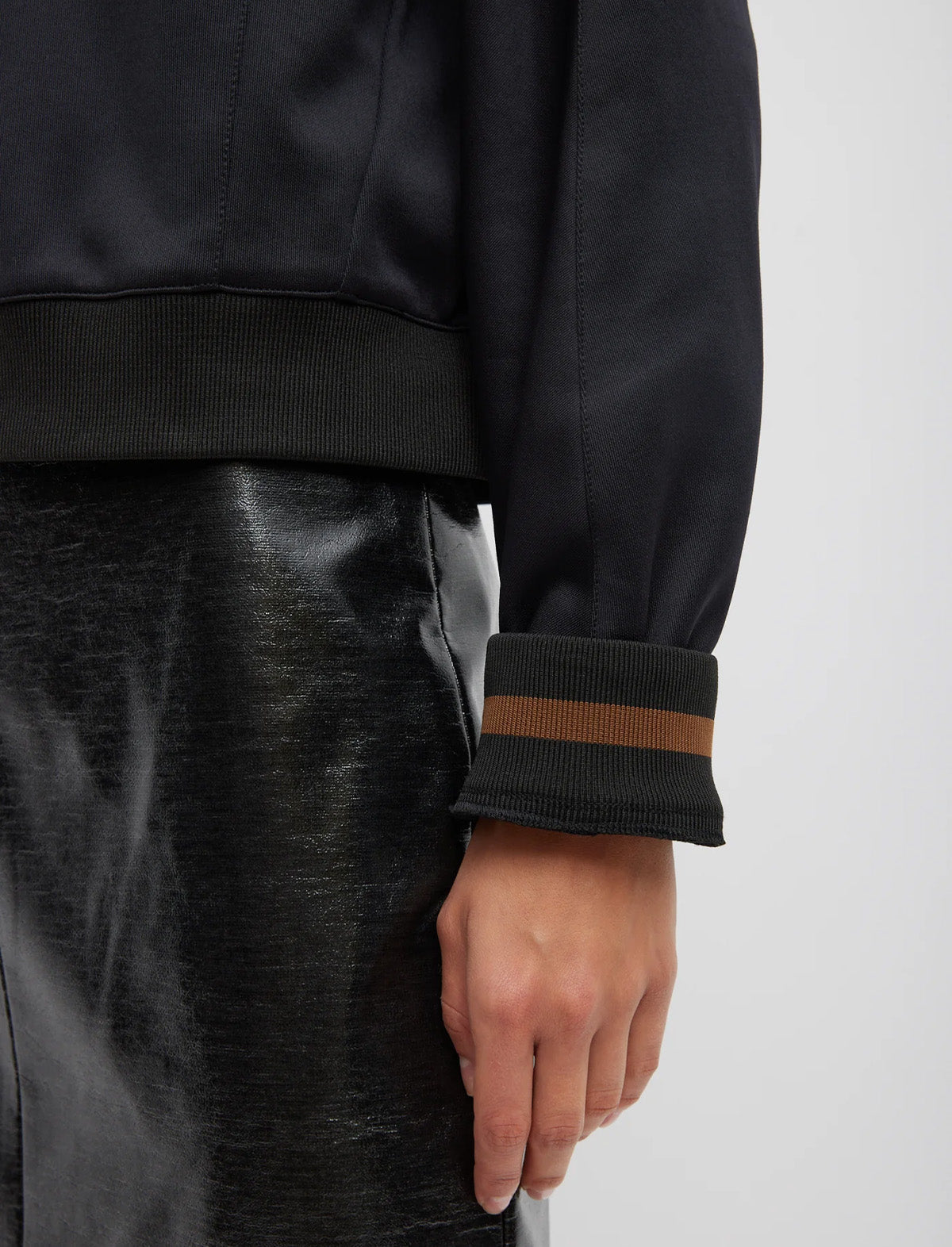 TIBI Active Knit Cropped Sweatshirt in Black