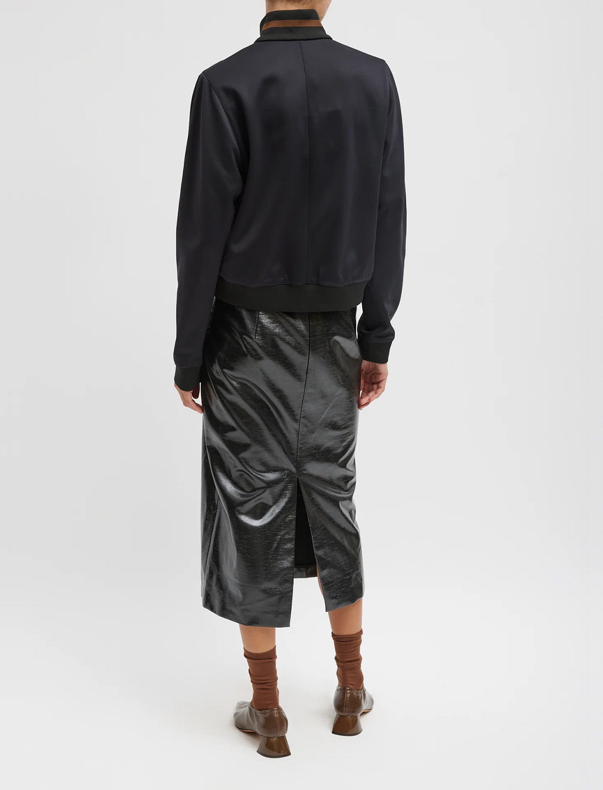 TIBI Active Knit Cropped Sweatshirt in Black