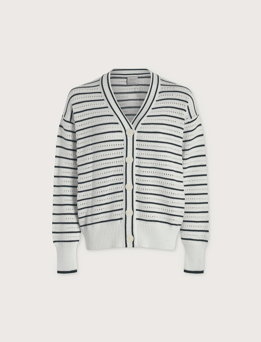 VARLEY Antonia Relaxed Cardigan in White/Blue Nights
