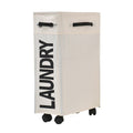 Slim Laundry Bag with Wheels - Beige