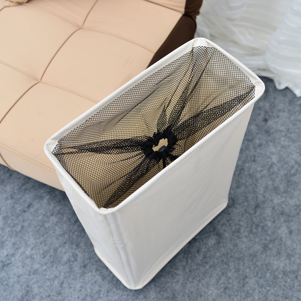 Slim Laundry Bag with Wheels - Beige
