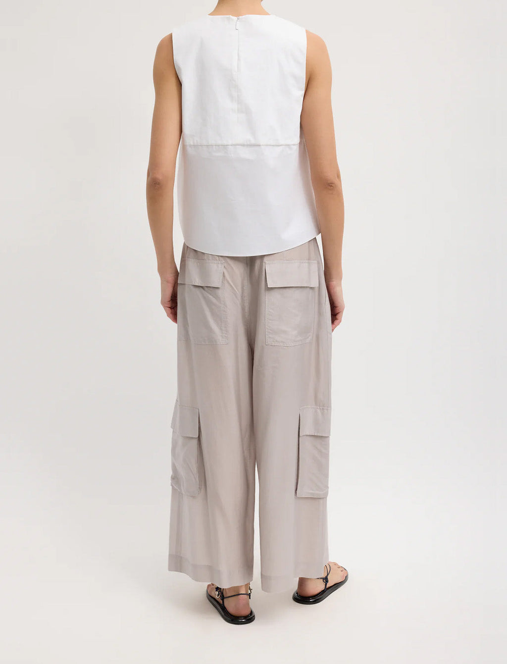 TIBI Bio Twill Easy Tie Top in Optic White