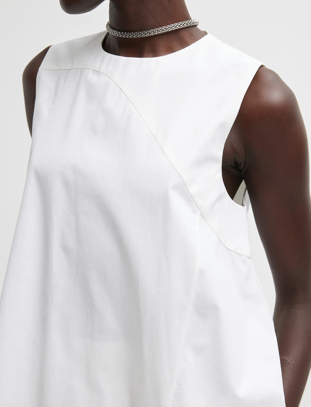 TIBI Bio Twill Easy Tie Top in Optic White