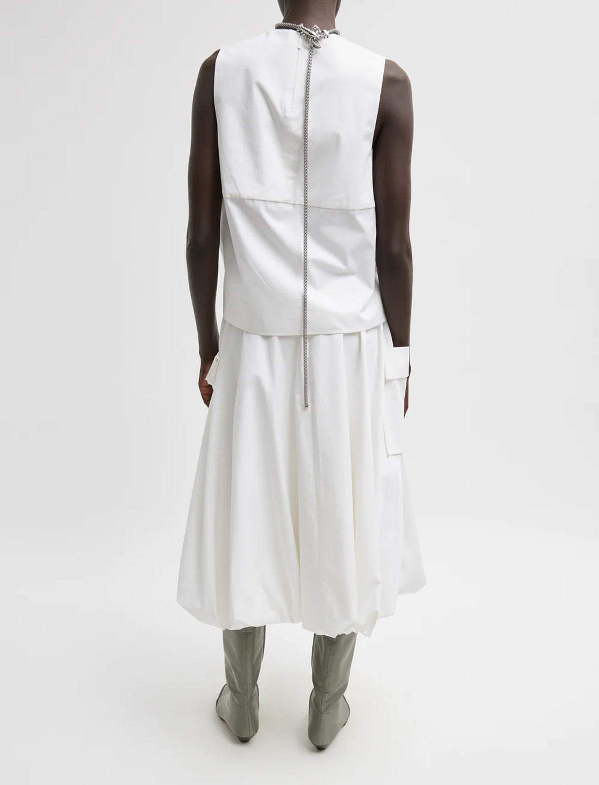 TIBI Bio Twill Easy Tie Top in Optic White