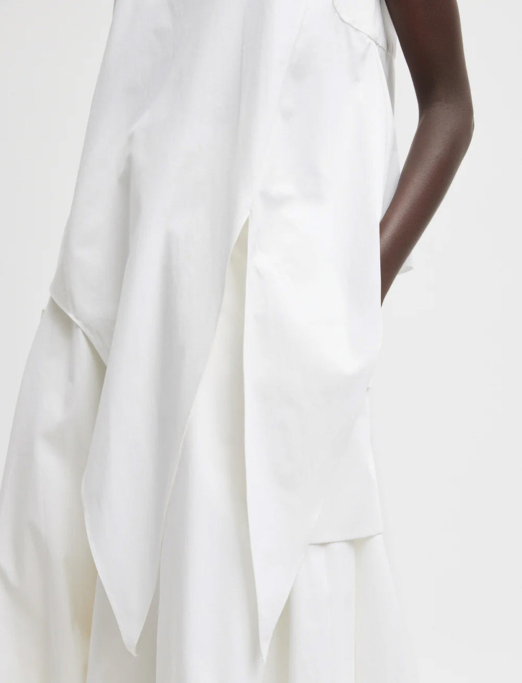 TIBI Bio Twill Easy Tie Top in Optic White