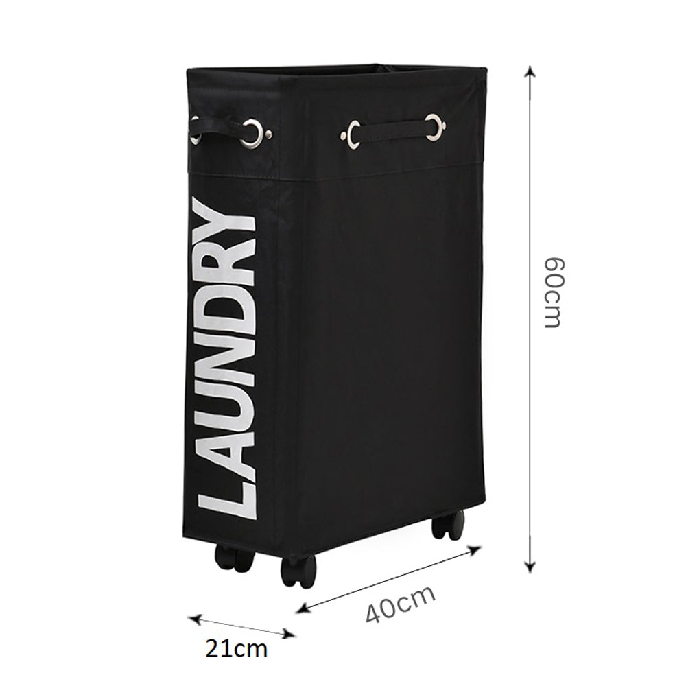 Slim Laundry Bag with Wheels - Black