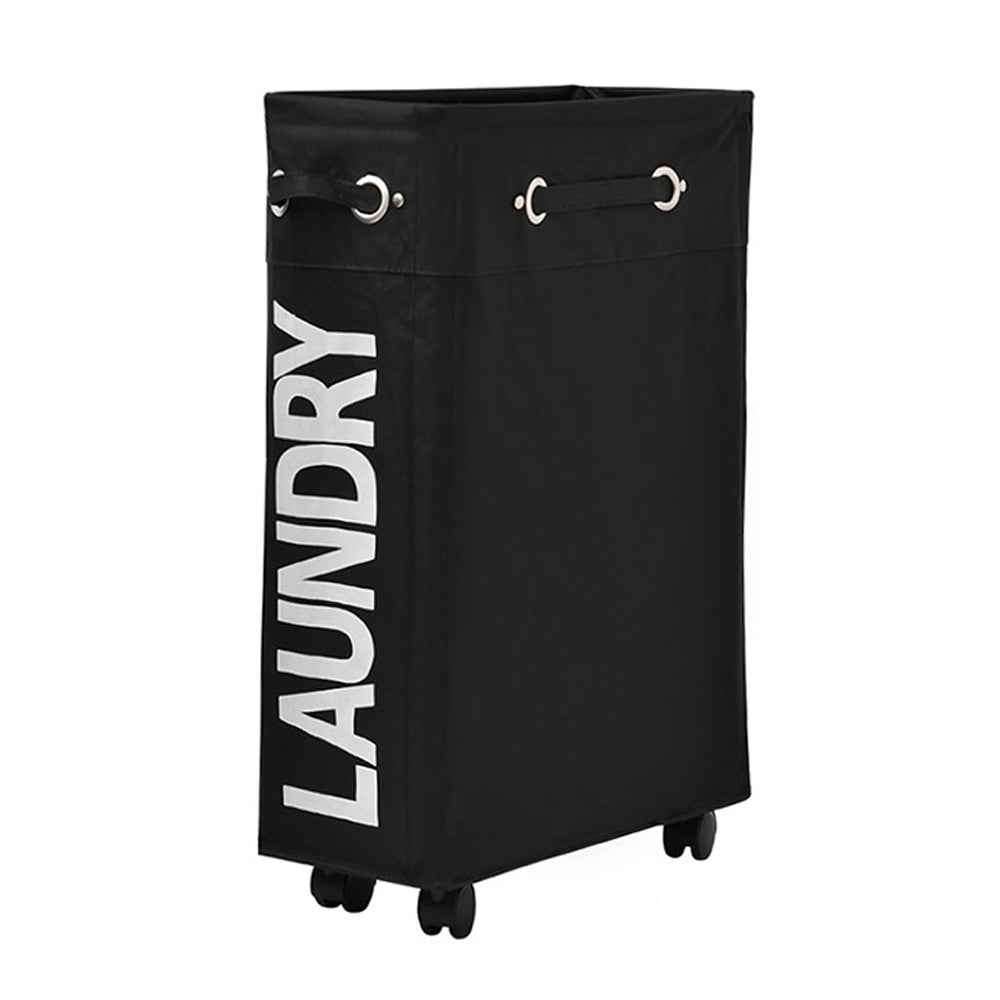 Slim Laundry Bag with Wheels - Black