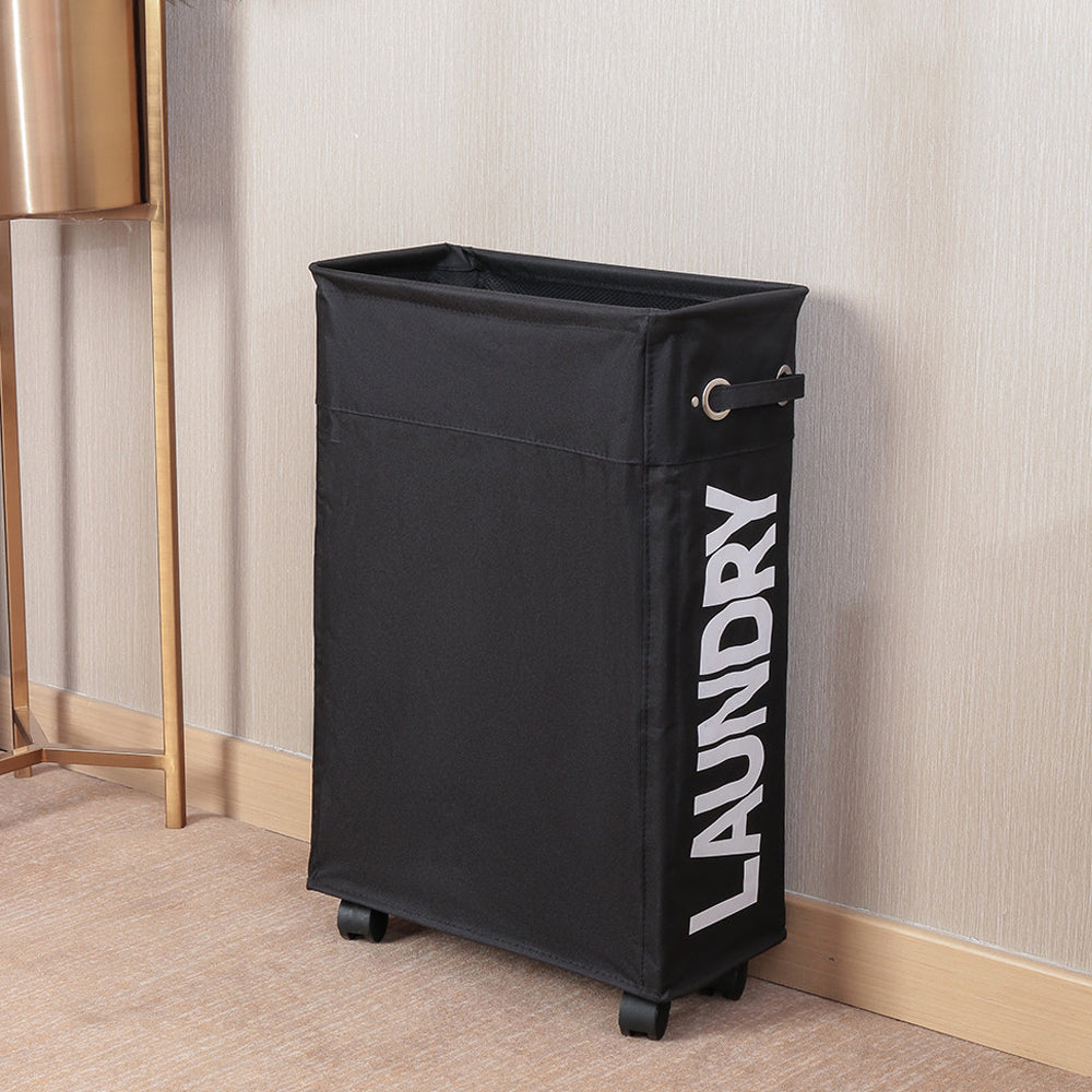 Slim Laundry Bag with Wheels - Black