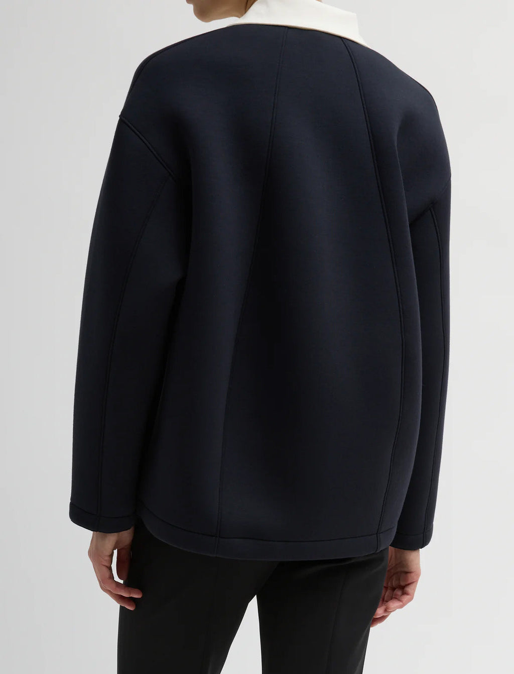 TIBI Bonded Viscose Sculpted Polo in Dark Navy