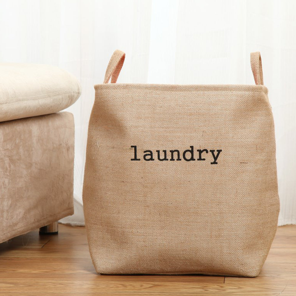 Mesh Linen Rectangular Fabric Laundry Basket - Brown