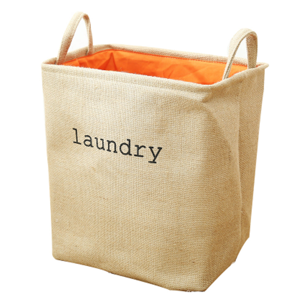 Mesh Linen Rectangular Fabric Laundry Basket - Brown