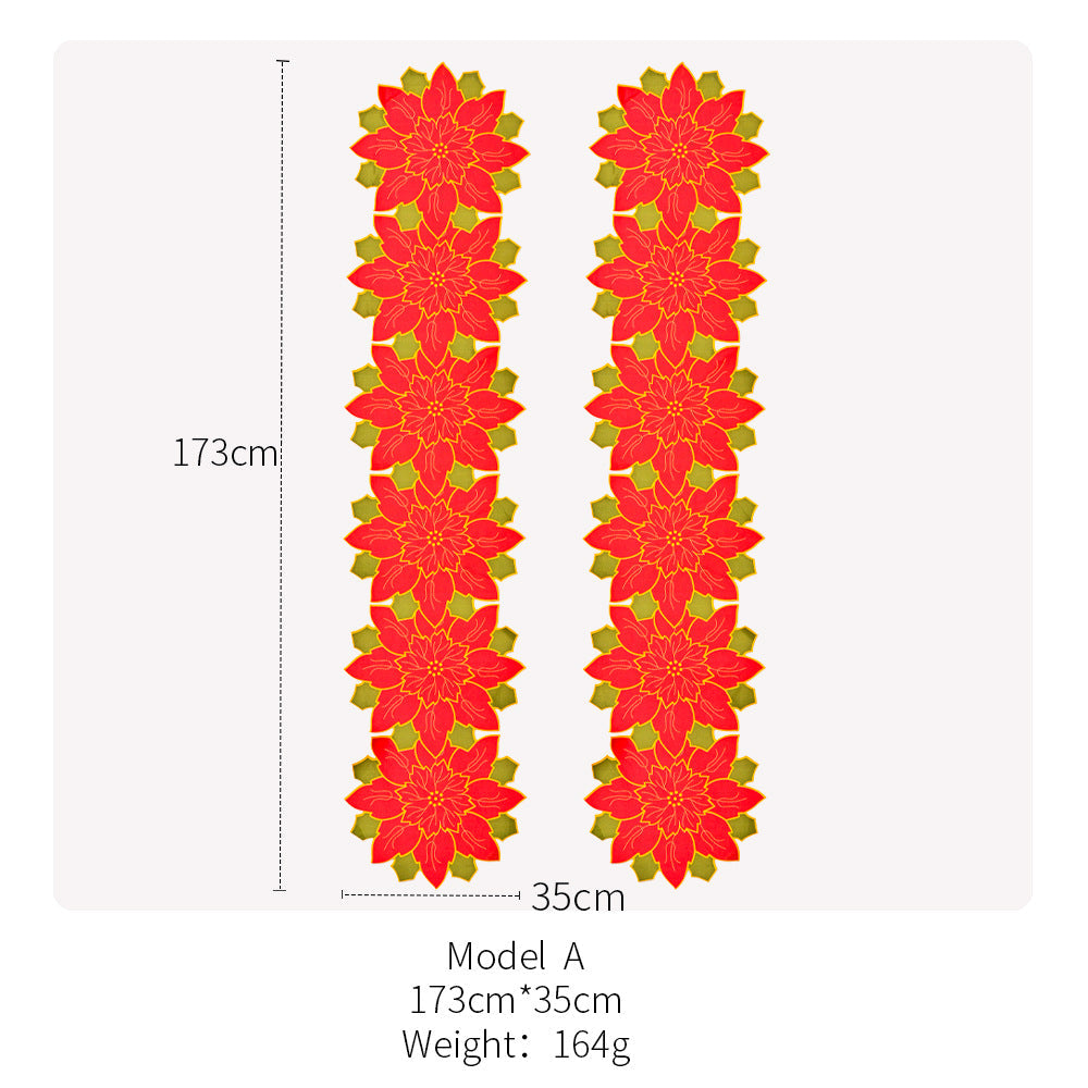 Creative big red flower table flags festive atmosphere
