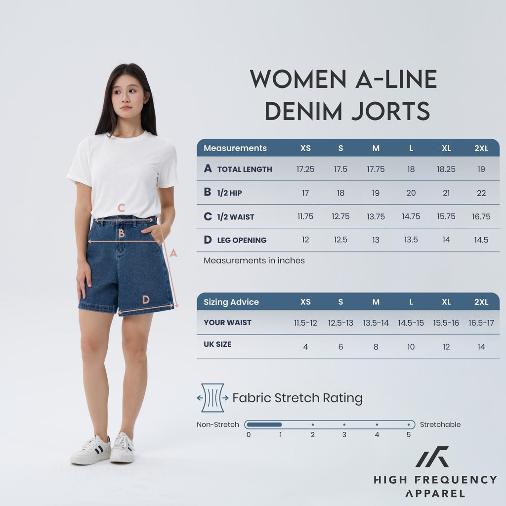 A-line High Waisted Denim Jorts