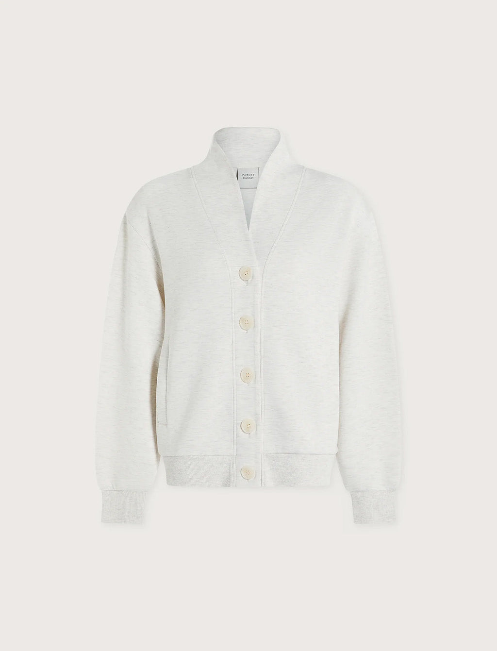 VARLEY Celeste Button Through Sweat in Ivory Marl