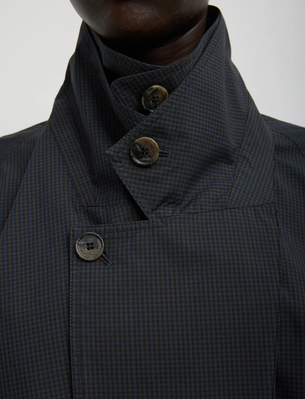 TIBI Charles Menswear Trench Anorak in Navy Multi