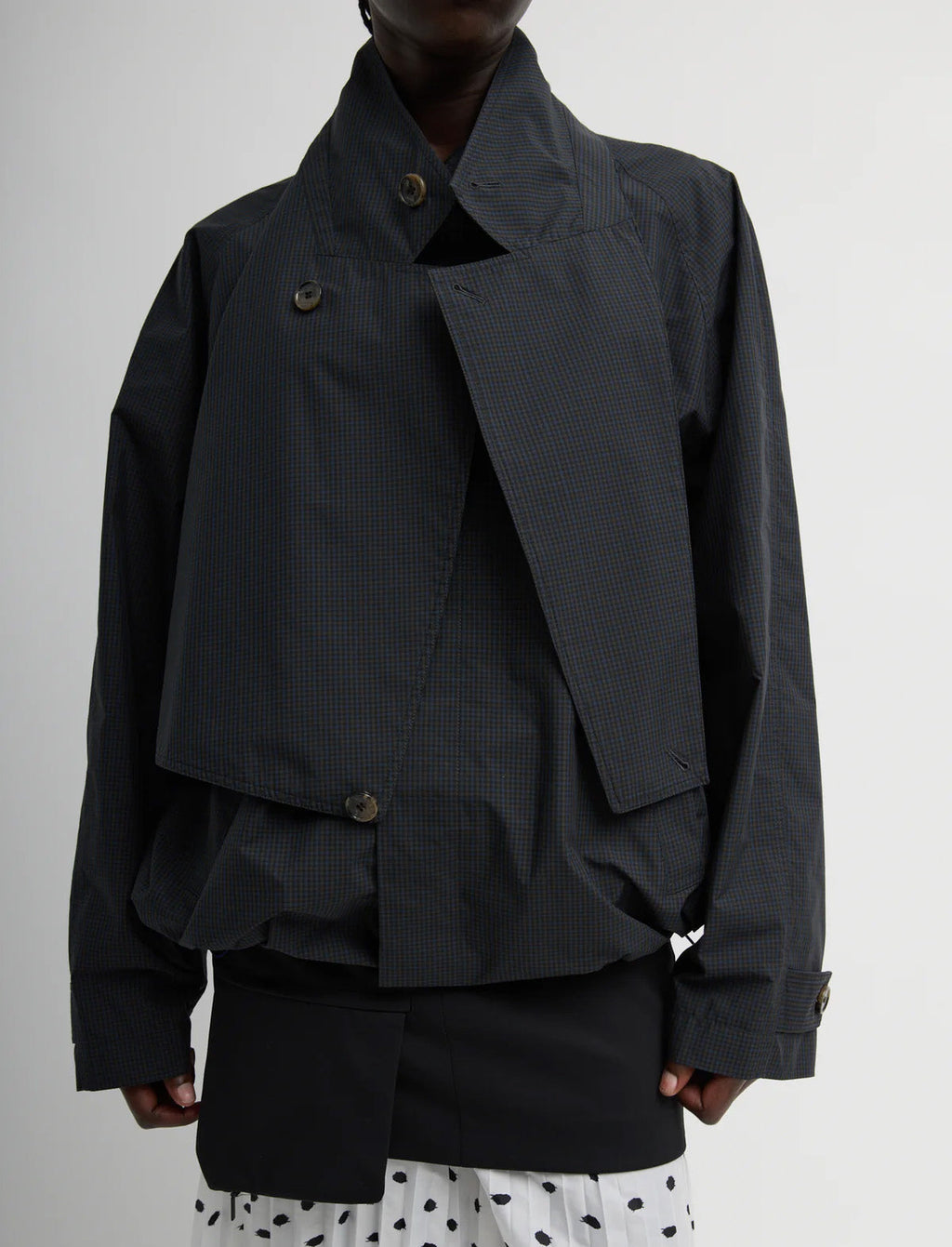 TIBI Charles Menswear Trench Anorak in Navy Multi