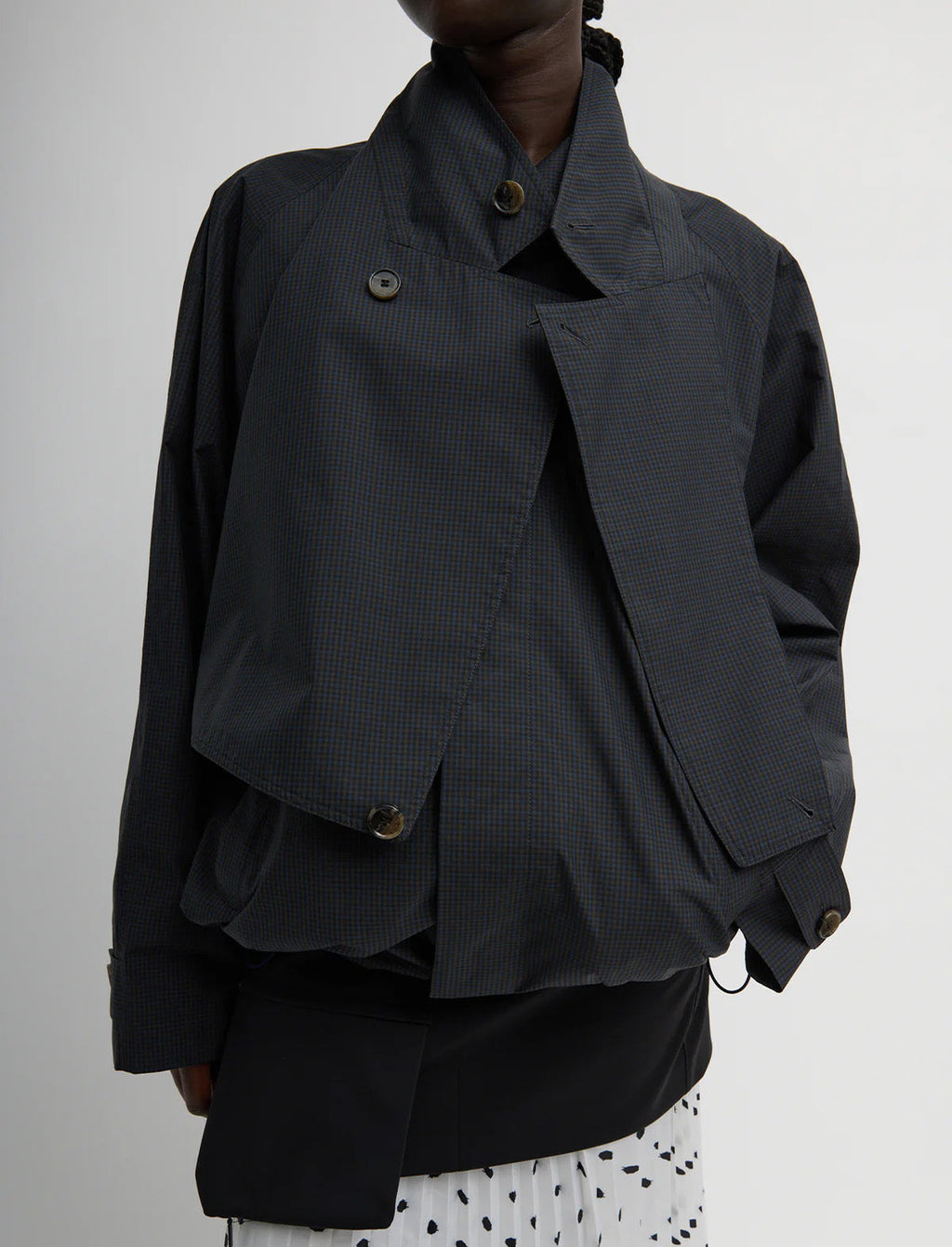 TIBI Charles Menswear Trench Anorak in Navy Multi