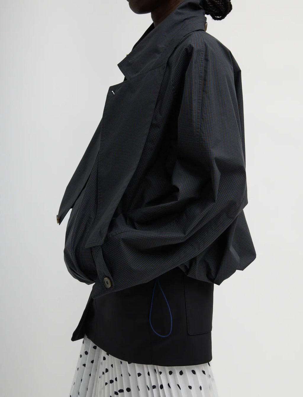 TIBI Charles Menswear Trench Anorak in Navy Multi