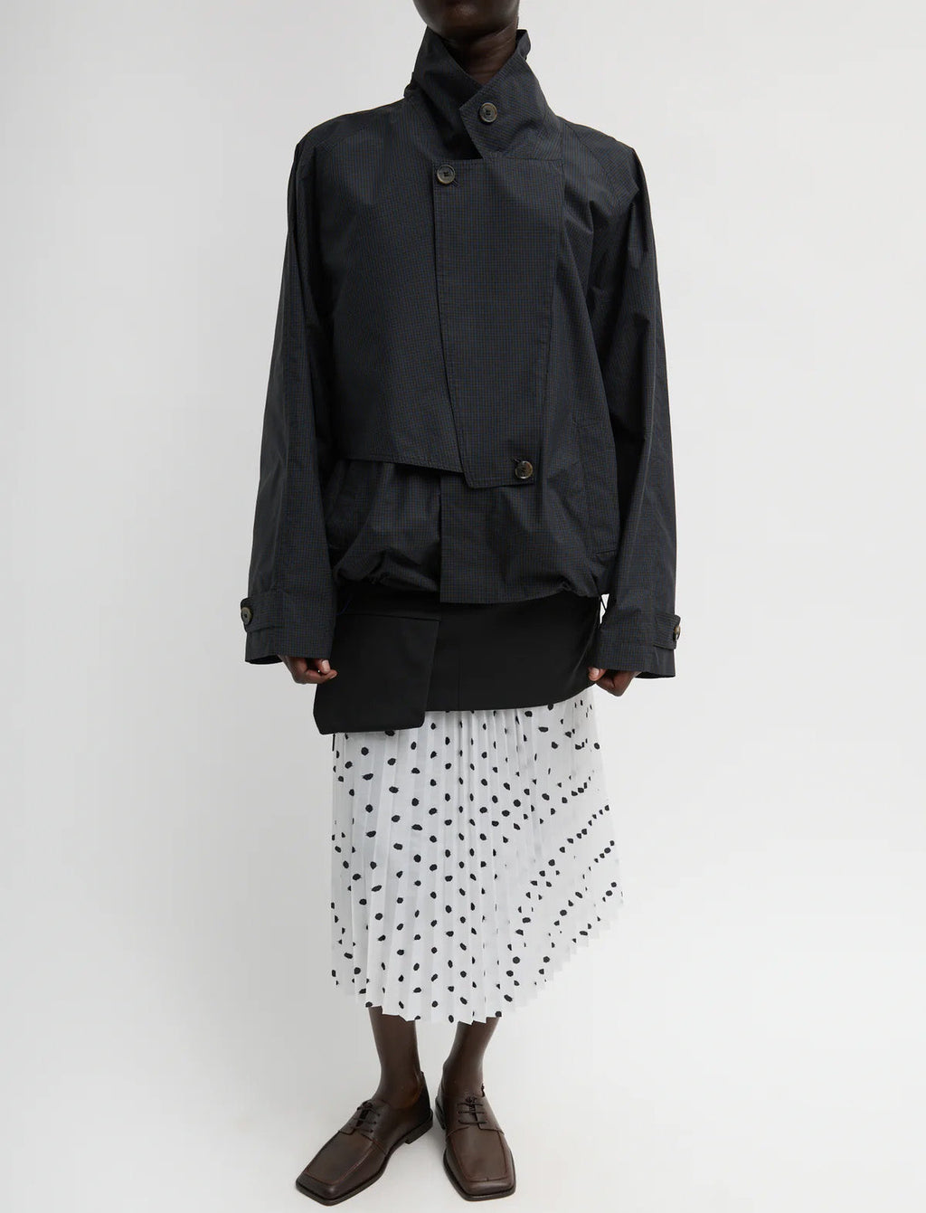 TIBI Charles Menswear Trench Anorak in Navy Multi