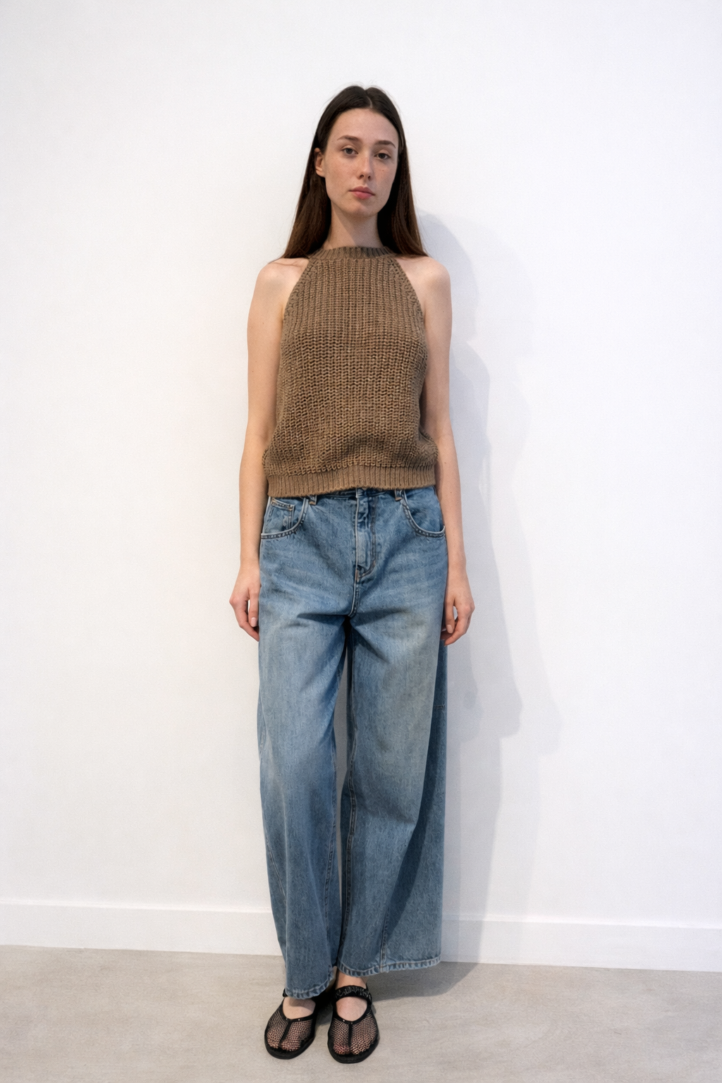 ORR Halter Neck Knit in Khaki Brown