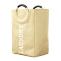 Hessian Fabric Laundry Basket with Handle - Cream