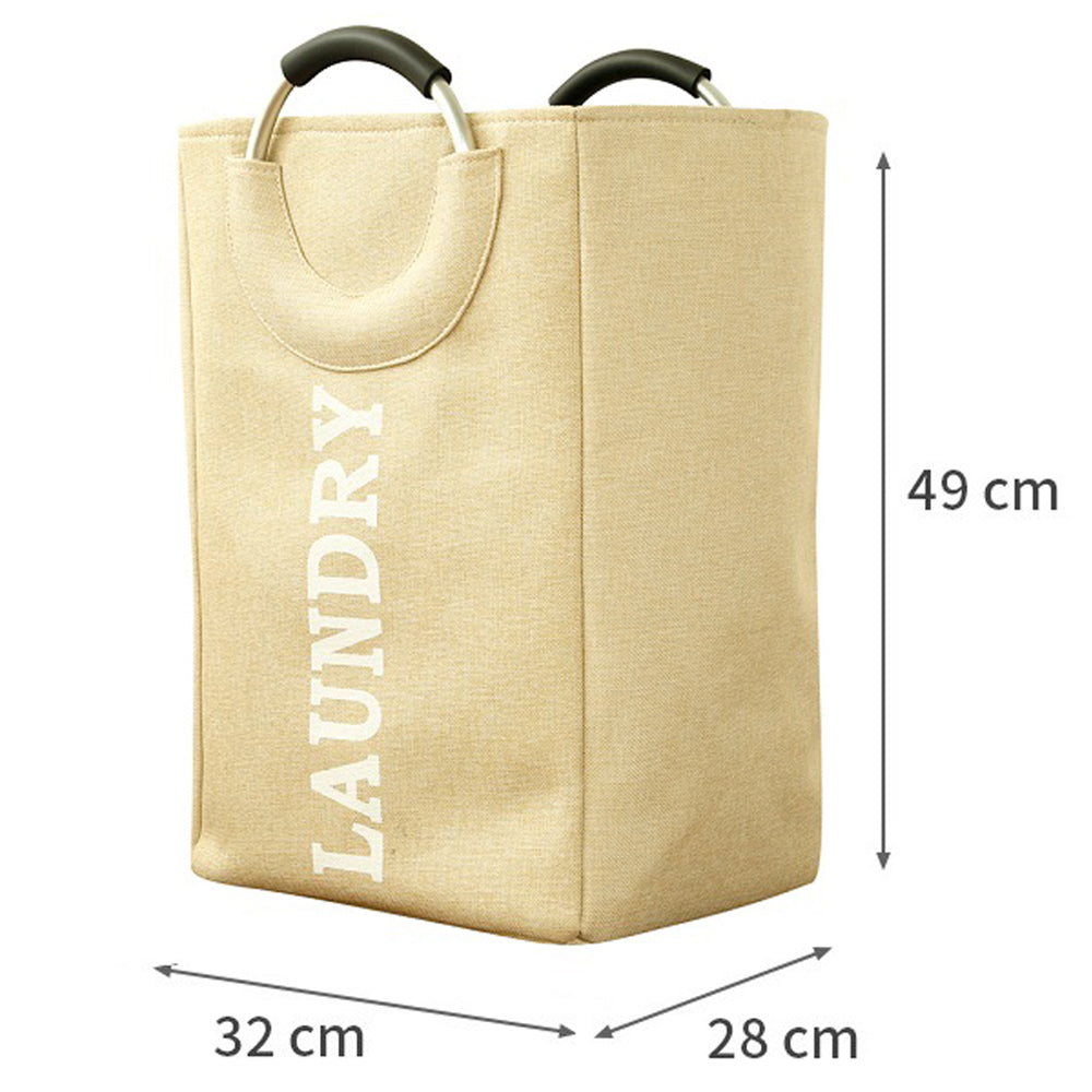 Hessian Fabric Laundry Basket with Handle - Cream
