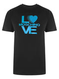 Love Moschino Blue Logo Print Black T-Shirt