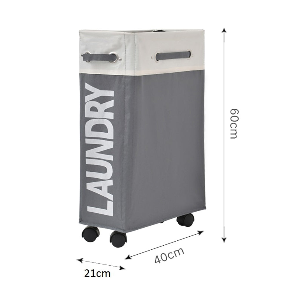 Slim Laundry Bag with Wheels - Beige/Dark Grey