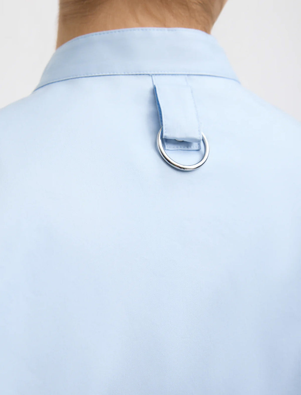 TIBI Eco Poplin Tuxedo Shirt With Bib Flap in Chambray Blue