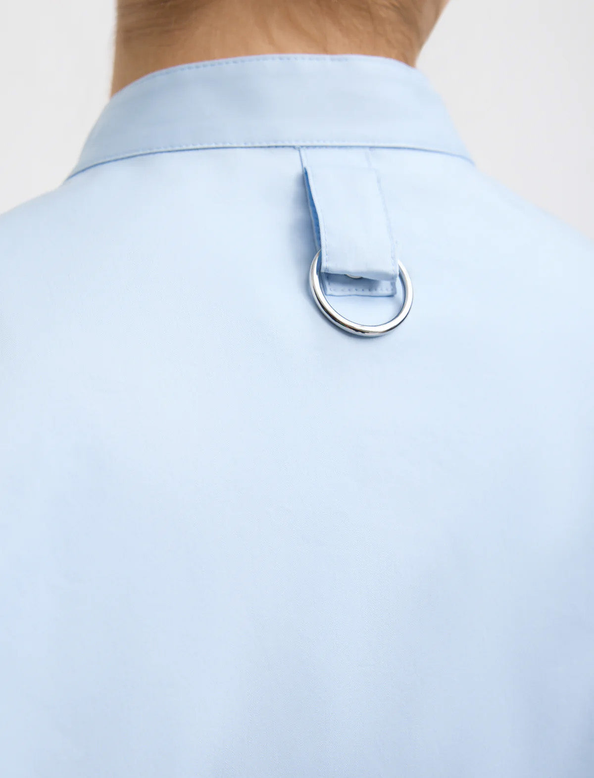 TIBI Eco Poplin Tuxedo Shirt With Bib Flap in Chambray Blue