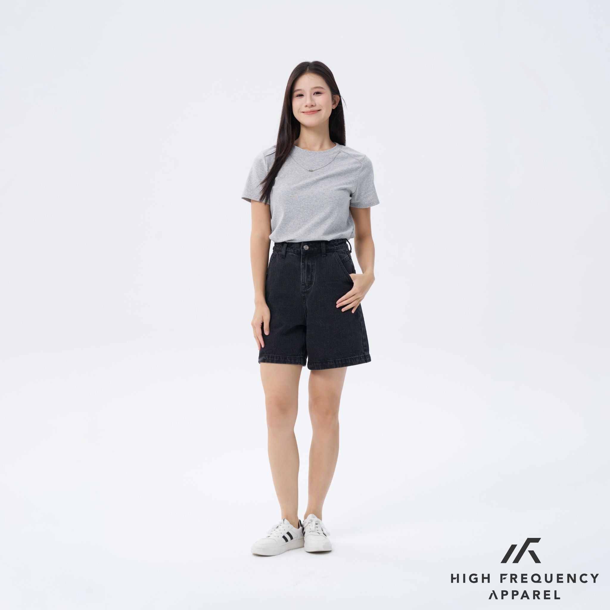 A-line High Waisted Denim Jorts