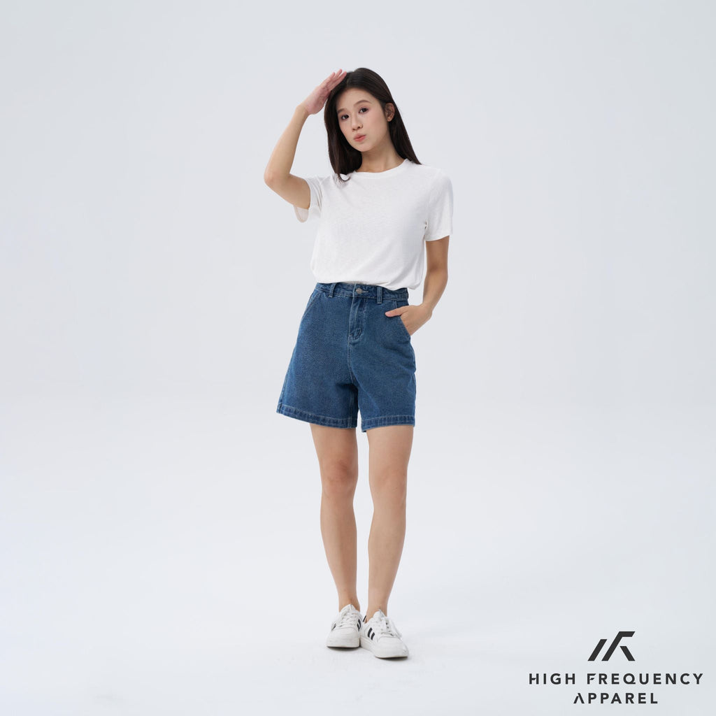 A-line High Waisted Denim Jorts