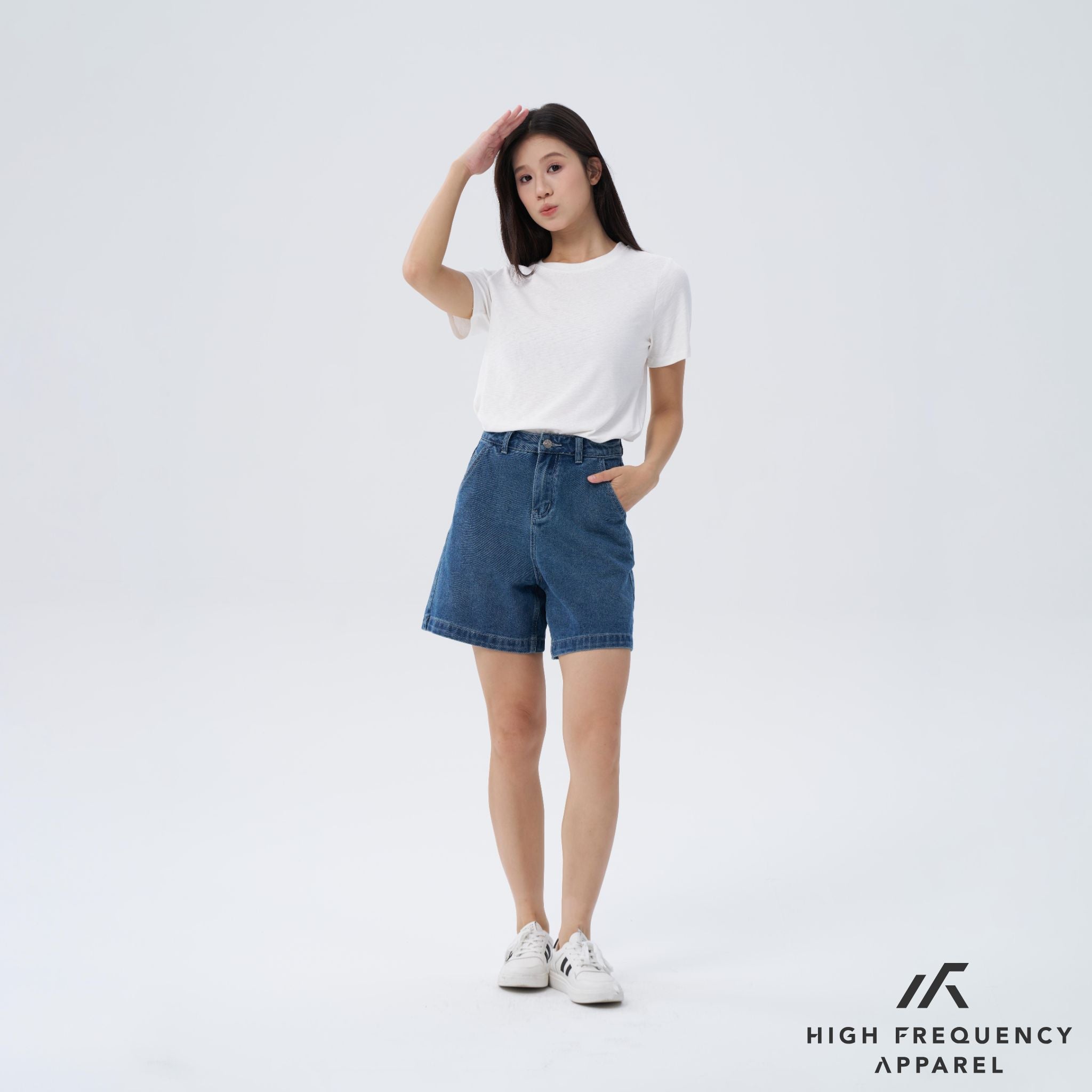 A-line High Waisted Denim Jorts