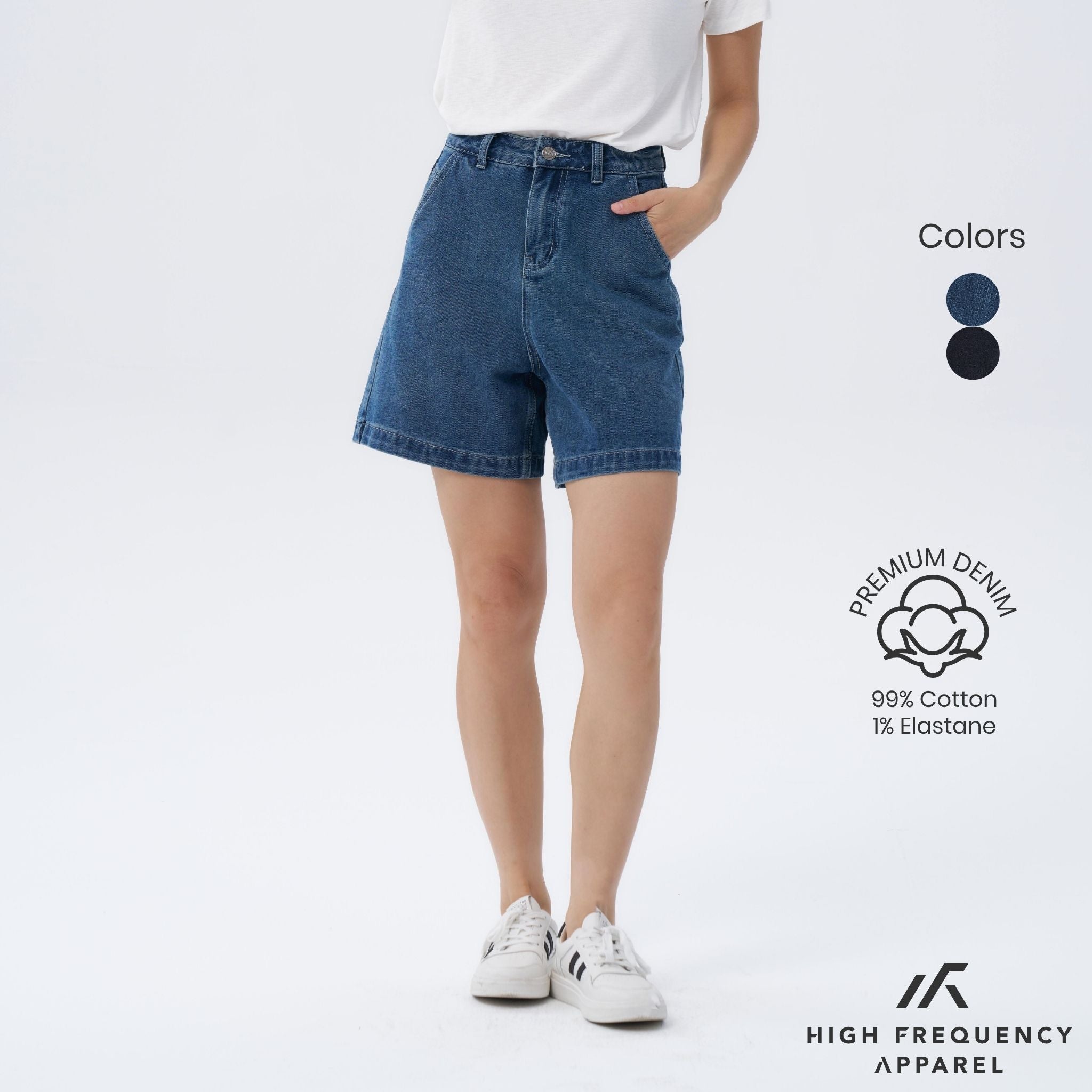 A-line High Waisted Denim Jorts