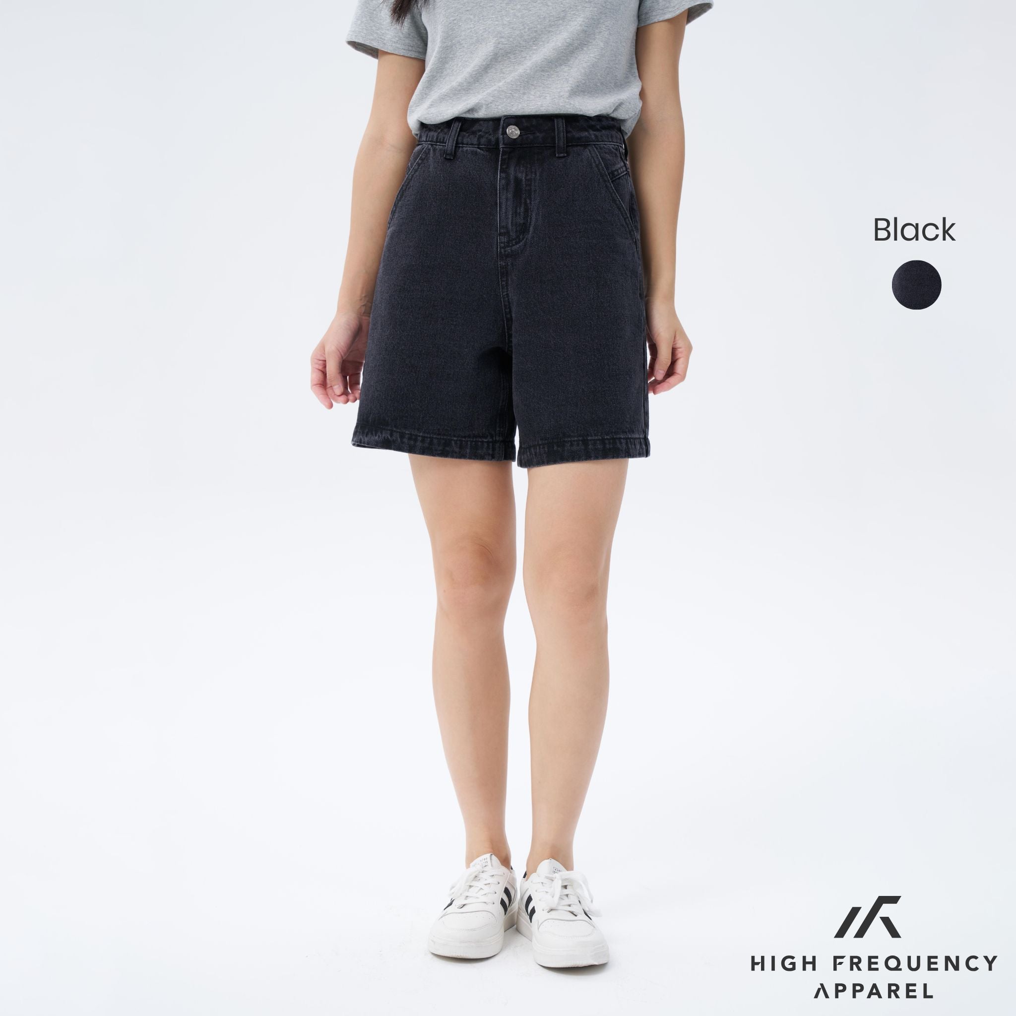 A-line High Waisted Denim Jorts