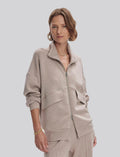 VARLEY Garcia Zip-Through Sweat in Taupe Marl